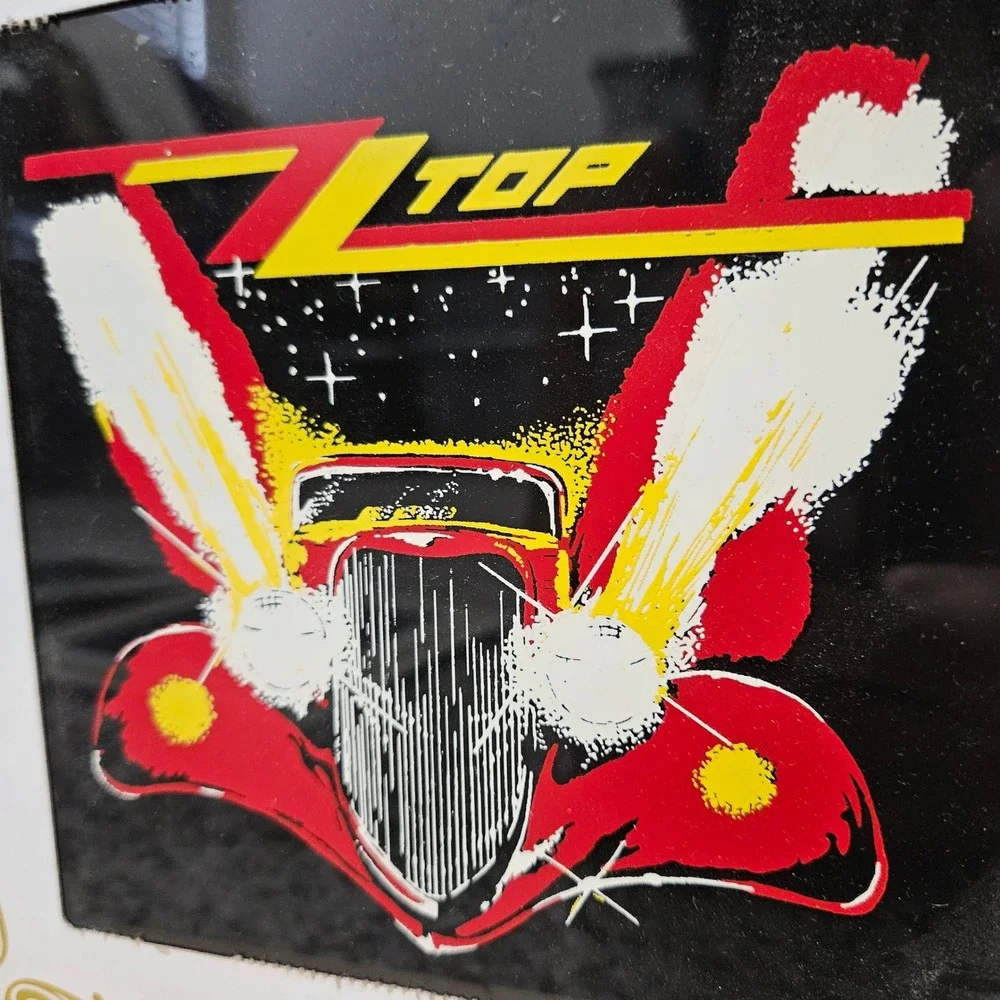 Vintage Carnival Prize 80s ZZ Top Mirror Unisex 6x6 White Eliminator Hot Rod Art
